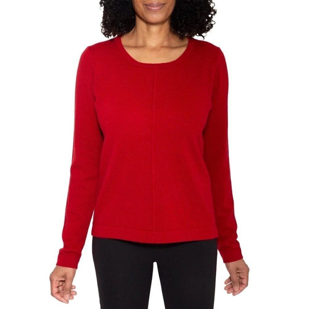 NEW Mario Serrani Women's M Red Long Sleeve Knit Top Scoop neck